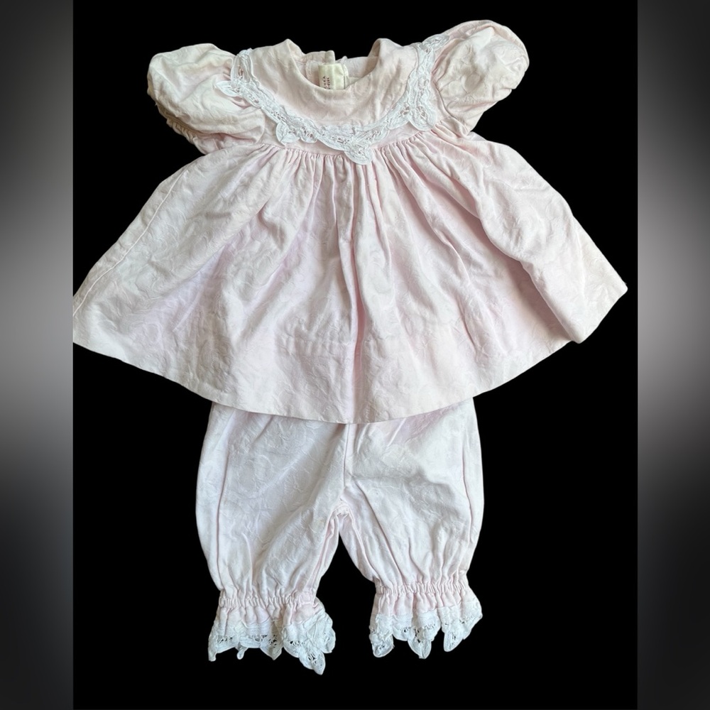 Vintage Storybook Pale Pink Dress & Pantaloons, 18 Mos, USA Made
